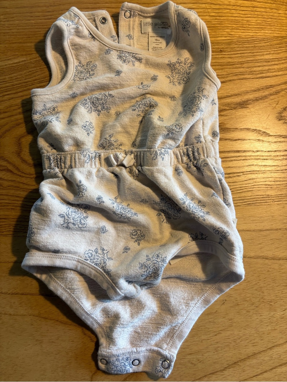 Little Planet Baby Blue Printed Sleeveless One-Piece Bodysuit
